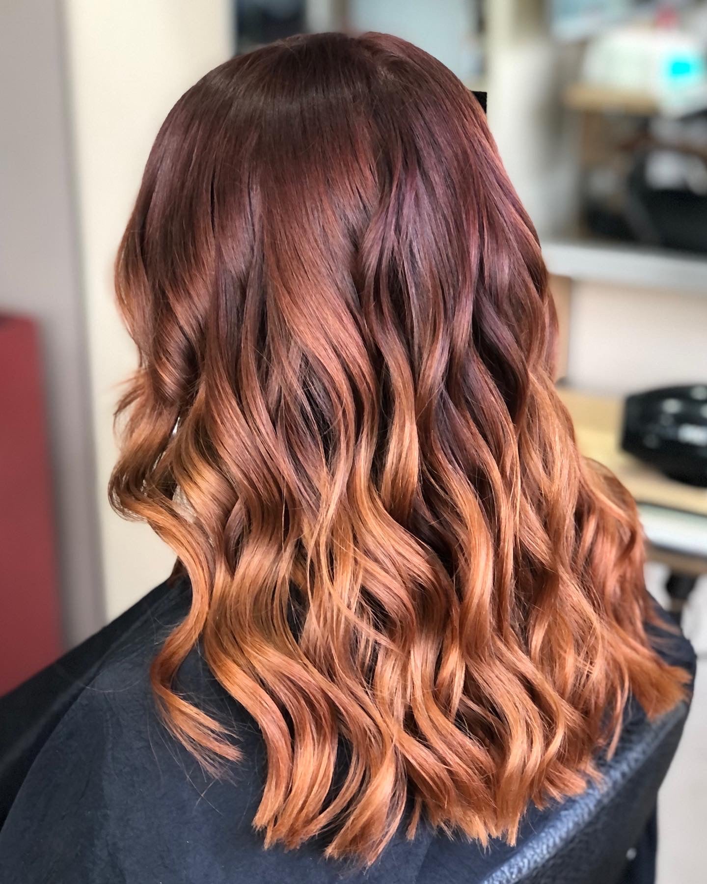 Copper Balayage Autumn Vibes wavy hair